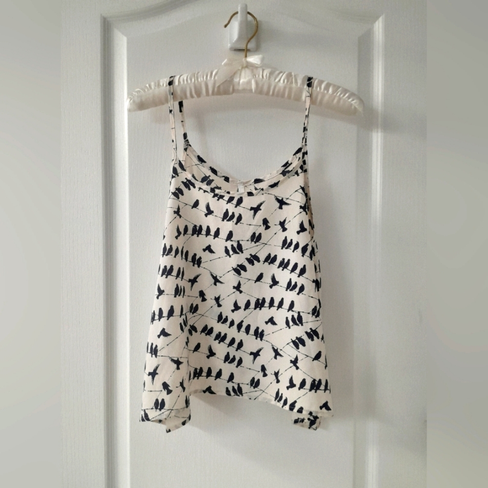 Bird Print Cream and Black Kids Top